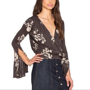 Free People Fiona side tie wrap shirt L EUC